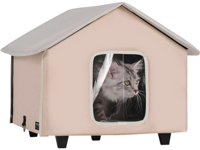 Vevor Cat House Elevated Heated Outdoor Shelter with 55W Pad Brown Medium New