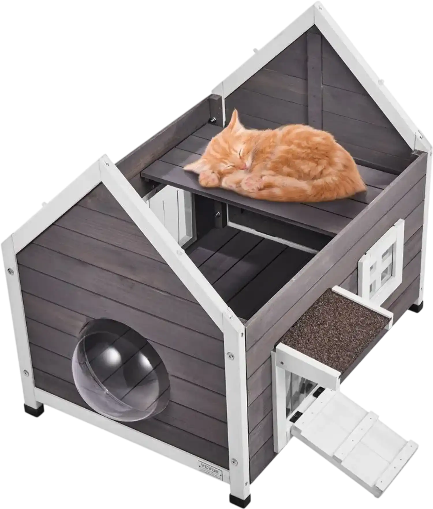 Vevor Cat House Weatherproof Outdoor Wooden Shelter for Multiple Cats New