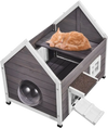 VEVOR Outdoor Cat House Weatherproof, Feral Cat Shelter for Multiple Cats, Outdoor Wooden Cat House with Large Side Door, PVC Door Flaps, Open Roof, Clear Window, 22"L x 30"W x 26"H