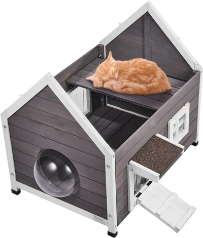 Vevor Cat House Weatherproof Outdoor Wooden Shelter for Multiple Cats New