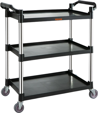Vevor Utility Cart 3-Tier Rolling Service Cart 154 lbs Black New
