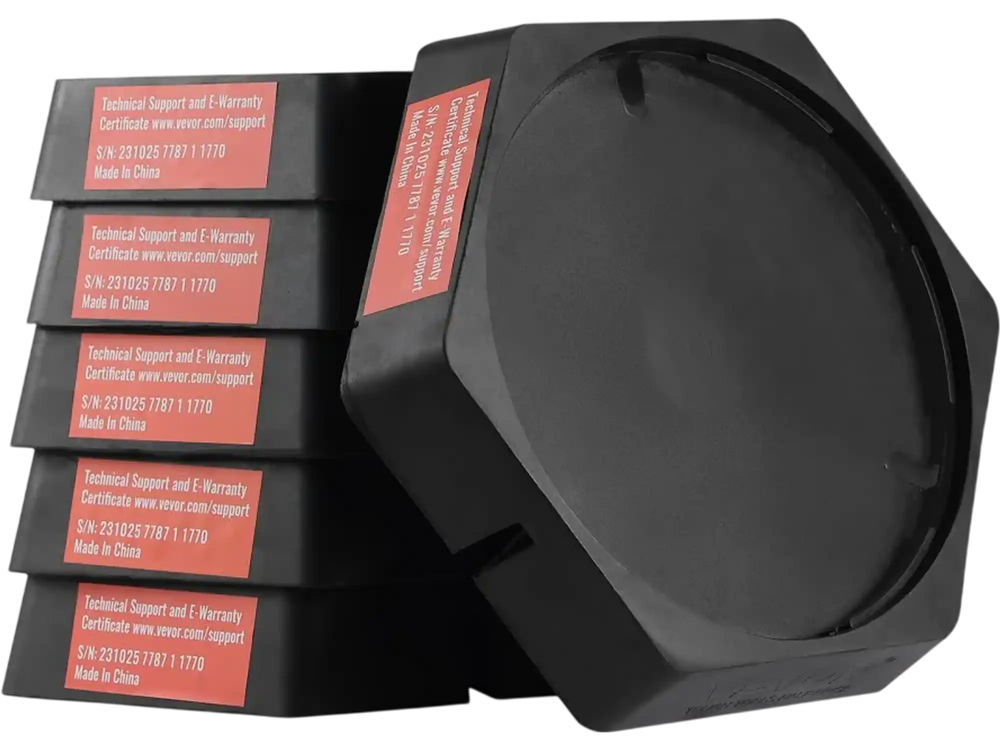VEVOR RV Leveling Pads, 9 Inch Round Landing Feet, Permanent Attached Jack Stabilizers, Rubber Jack Pads, 5000 lbs Capacity per RV Jack Pad, 5th Wheels, Travel Trailers, Class A/C Motorhomes (6-Pack)
