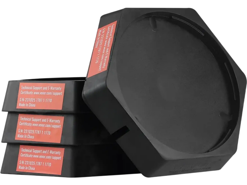 VEVOR RV Leveling Pads, 9 Inch Round Landing Feet, Permanent Attached Jack Stabilizers, Rubber Jack Pads, 5000 lbs Capacity per RV Jack Pad, 5th Wheels, Travel Trailers, Class A/C Motorhomes (4-Pack)