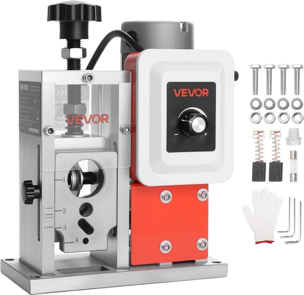 VEVOR Electric Wire Stripping Machine, 0.06-1.57 in, 400W Automatic Motorized Cable Stripper, 9.84 IPS (15 m/min) Wire Peeler with Blades, V-Shaped Rollers, Cooling Fan, for Scrap Copper Recycling