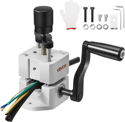 VEVOR Manual Wire Stripping Machine, 0.06-1 in, Portable Copper Stripper with Hand Crank or Drill Powered, 64Mn Quenched Blades, 45# Steel Rollers, ABS & PC Wire Peeler, for Scrap Copper Recycling