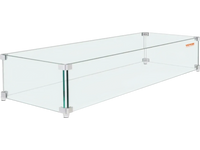 VEVOR Fire Pit Wind Guard, 38 x 10.5 x 6 Inch Glass Wind Guard, Rectangular Glass Shield, 0.3\