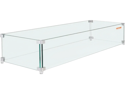 VEVOR Fire Pit Wind Guard, 38 x 10.5 x 6 Inch Glass Wind Guard, Rectangular Glass Shield, 0.3\