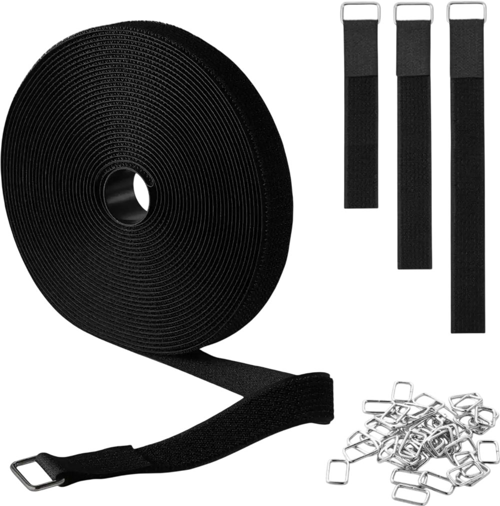 VEVOR Cable Ties, 393.7-Inch Adjustable Hook and Loop Straps with 50 Metal Buckles, Reusable Velcro Cords Straps, Cut-to-Length Wire Strap, Heavy-Duty Nylon Cord Ties for Organizer and Management