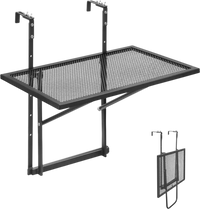 VEVOR Balcony Hanging Table, 19 x 24 in Metal Folding Balcony Railing Table, Outdoor Balcony Bar Table for Railings, 5-Level Adjustable, Fit Railing from 1