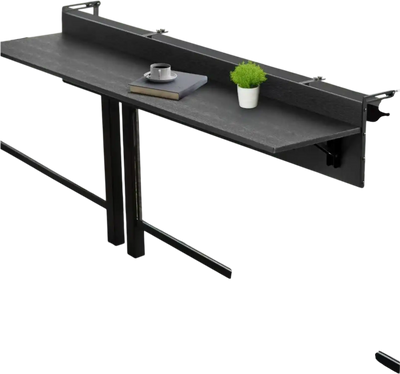 VEVOR Balcony Hanging Table, 12 x 59 in Folding Balcony Railing Table, Outdoor Balcony Bar Table for Railings, 50 lbs Loading, Fit Railing from 1