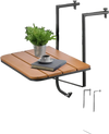 VEVOR Balcony Hanging Table, 25 x 24 in Folding Balcony Railing Table, Outdoor Balcony Bar Table for Railings, 4-Level Adjustable, Fit Railing from 1" to 8.27", Serving Table for Patio & Deck