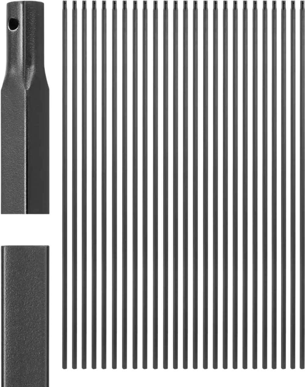 VEVOR Staircase Balusters 31 Pack, 44 Inch Durable Carbon Steel Stair Balusters, 0.5 Inch Indoor Square Metal Spindle Railing, Corrosion-Proof Hollow Deck Railing with Pre-Drilled Holes, Matte Black