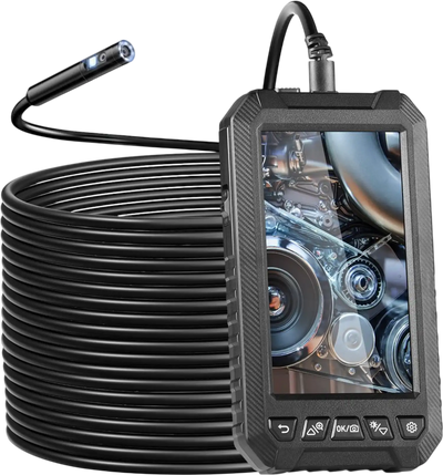 VEVOR Endoscope Camera with Light, Triple Lens Borescope with 49.2FT Semi-Rigid Cable, 5
