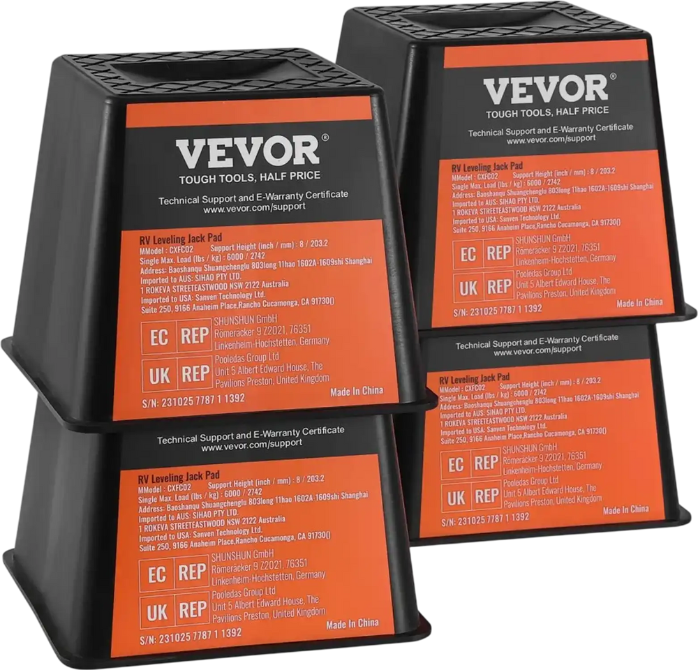 VEVOR Trailer Jack Block, 6000 lbs Capacity per RV Leveling Block, High-quality Polypropylene RV Camper Stabilizer Blocks, RV Travel Accessories Use for Any Tongue Jack, Post, Foot, 5th Wheels, 4-Pack