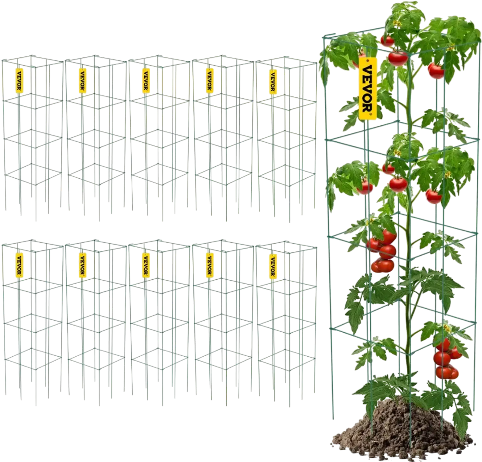 Vevor Tomato Cages Square Plant Support Cages 10-Pack 11.8