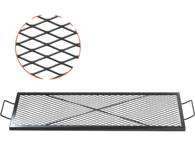VEVOR X-Marks Fire Pit Grill Grate, Rectangle Cooking Grate, Heavy Duty Steel Campfire BBQ Grill Grid with Handle & Support X Wire, Portable Camping Cookware for Outside Party Gathering, 44 Inch Black