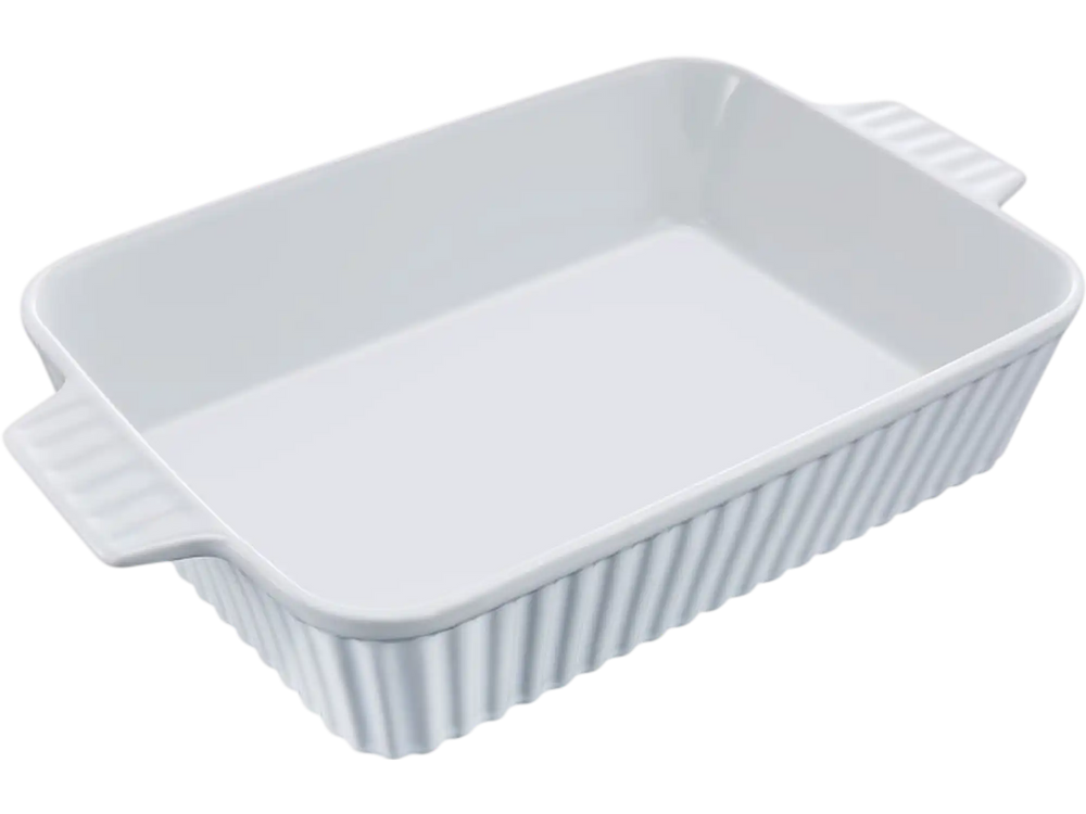 VEVOR Ceramic Baking Dish, Large 9" x 13" Pan, Rectangular Bakeware with Double Handles, Oven Secure, Lasagna Pan, Casserole Dish Deep for Baking and Serving, Thanksgiving & Christmas Present, White