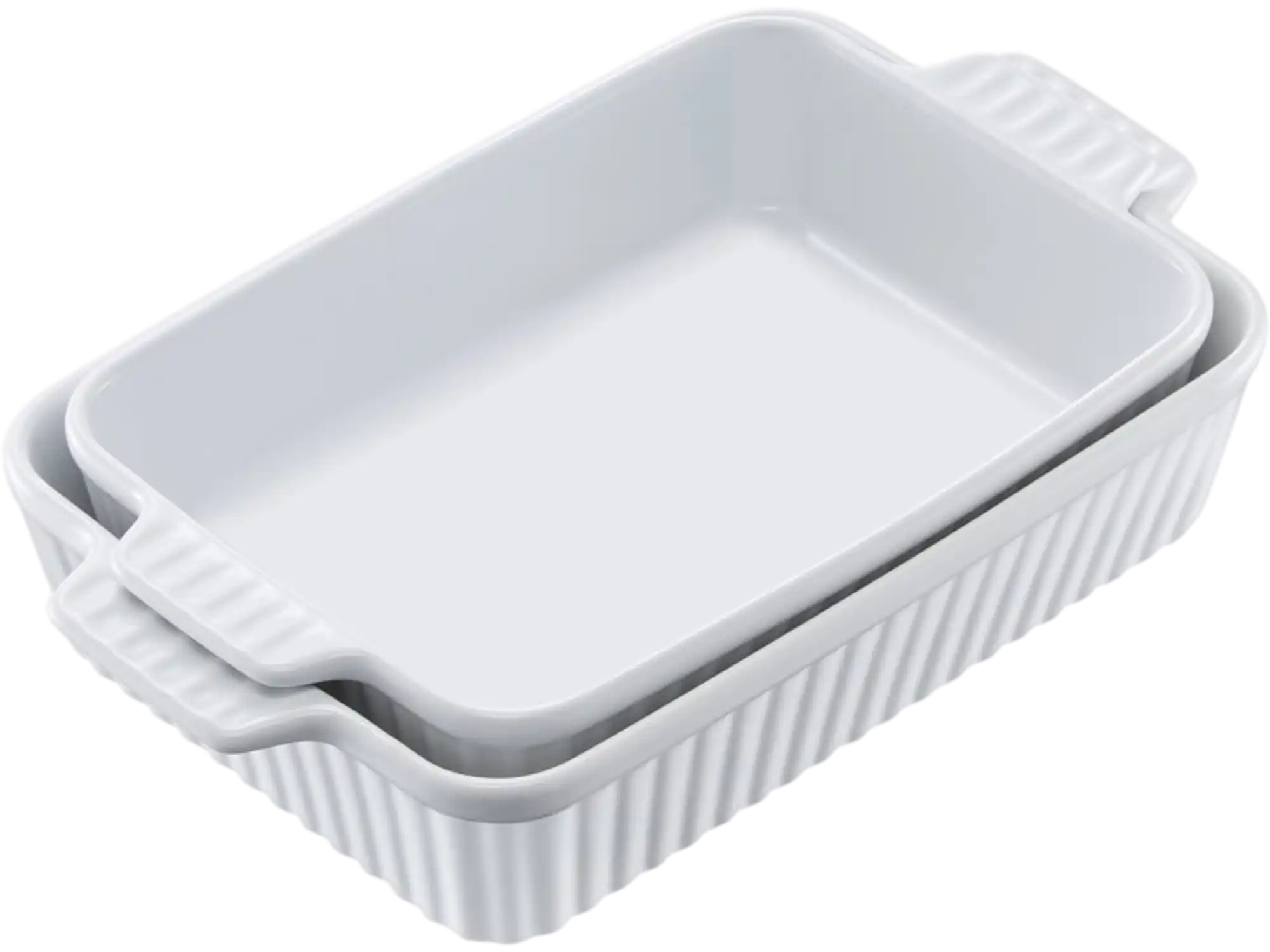 Vevor Bakeware Set Ceramic Baking Dish 2-Piece Rectangular Deep White New