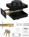 VEVOR Deadbolt Lock, Square Single Cylinder Dead Bolt, Keyed 1 Side, Fits Standard Size Interior and Exterior Doors, Full Metal, with 3 Keys, for Front Entry Door Residential Security, Matte Black