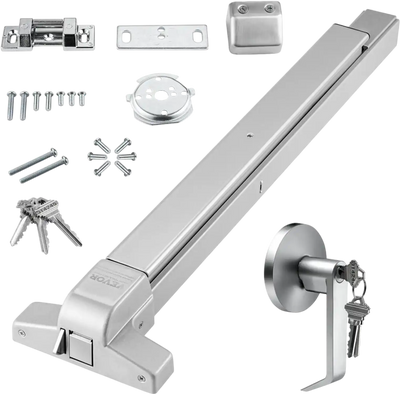 VEVOR Door Push Bar Panic Exit Device, 31” Stainless Steel Commercial Emergency Exit Door Push Bar with Exterior Lever and 3 Keys, Emergency Exit Door Hardware for 30