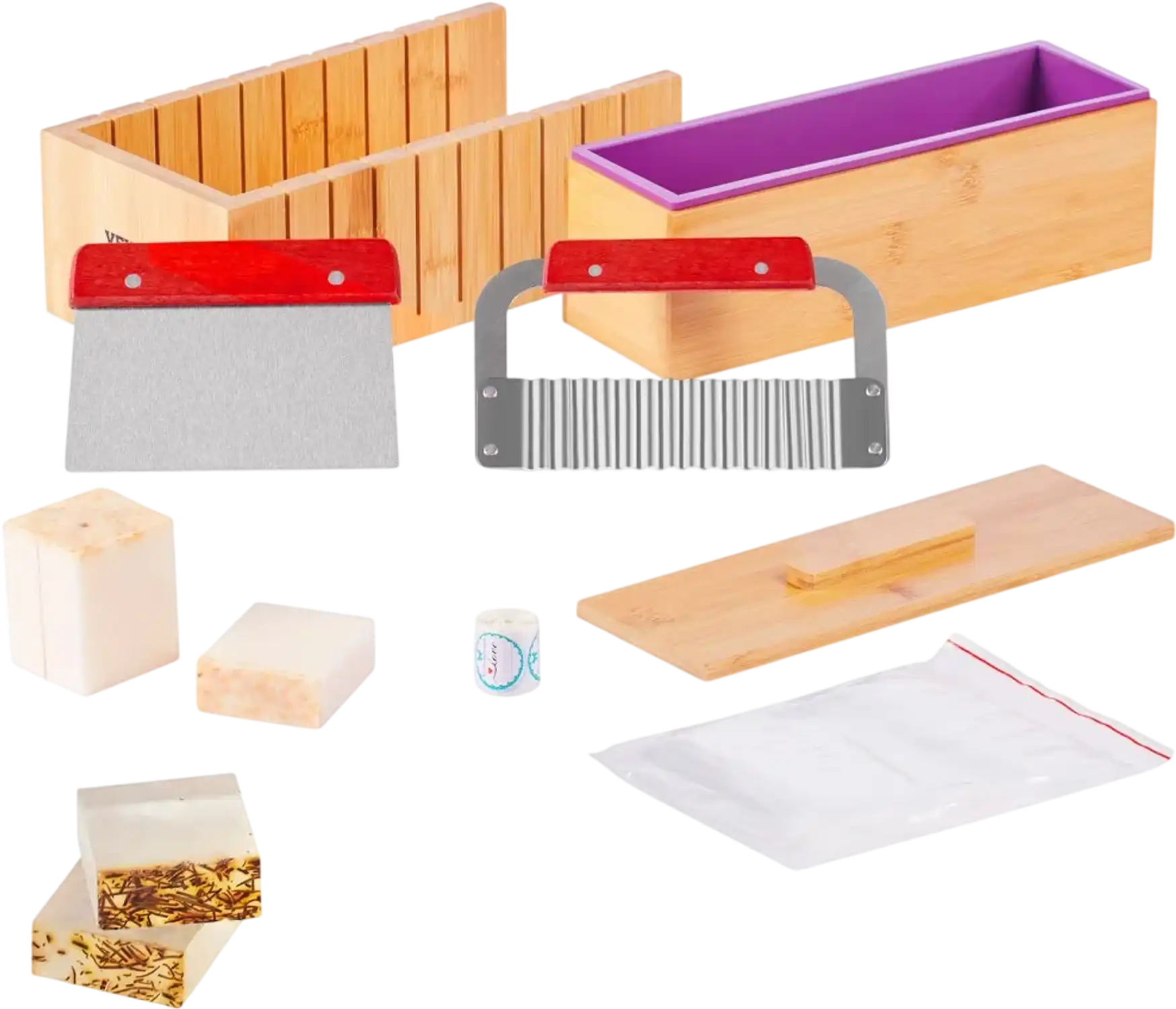 Vevor Soap Making Kit Bamboo Cutting Box Silicone Mold Cutters Bags Stickers New