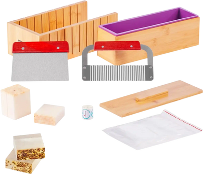 Vevor Soap Making Kit Bamboo Cutting Box Silicone Mold Cutters Bags Stickers New