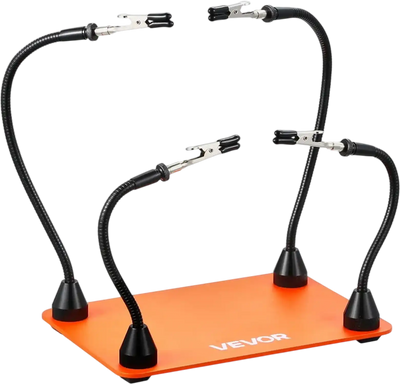 VEVOR Magnetic Helping Hands Soldering Station, 4 Flexible Arms Third Hand Tool, with Alligator Clips & Non-Slip Heavy-Duty Steel Base, Soldering Helping Hands for Electronic Repair Craft Hobby DIY