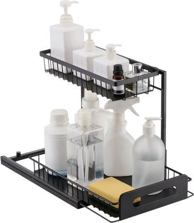 Vevor Pull-Out Cabinet Organizer 2-Tier Under Sink Wire Basket Shelf 10.7