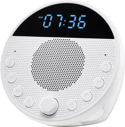 VEVOR Sound Machine, 18 Soothing Sleep Sounds and 7-Color Night Light, 5-in-1 White Noise Sound Machine with Dual Alarms, Auto-Off Timer and Memory Function, for Baby, Adults, Home, Office & Travel