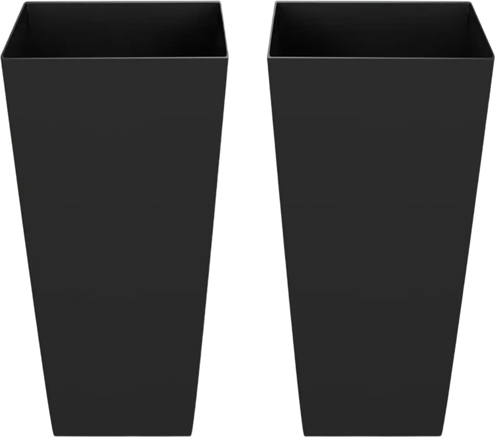VEVOR Tall Planters Set of 2, 26 Inch Large Outdoor Taper Planters for Outdoor Indoor Plants, Front Porch Plastic Modern Flower Pots with Casters, Inner Pot & Drainage Holes for Patio, Garden, Black