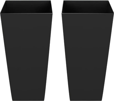 VEVOR Tall Planters Set of 2, 26 Inch Large Outdoor Taper Planters for Outdoor Indoor Plants, Front Porch Plastic Modern Flower Pots with Casters, Inner Pot & Drainage Holes for Patio, Garden, Black
