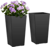 VEVOR Tall Planters Set of 2, 22 Inch Large Outdoor Taper Planters for Outdoor Indoor Plants, Front Porch Plastic Modern Flower Pots with Casters, Inner Pot & Drainage Holes for Patio, Garden, Black
