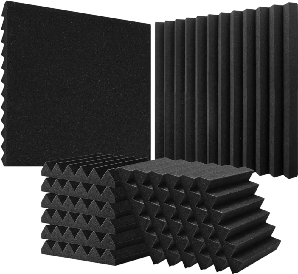 VEVOR Acoustic Foam Panels, 36 Pack 12 x 12 x 2 inches, High Density Soundproof Wall Panels,Fire-Resistant Acoustic Panels,Sound Dampening Absorbing Panels for Studio Wall and Ceiling,Black