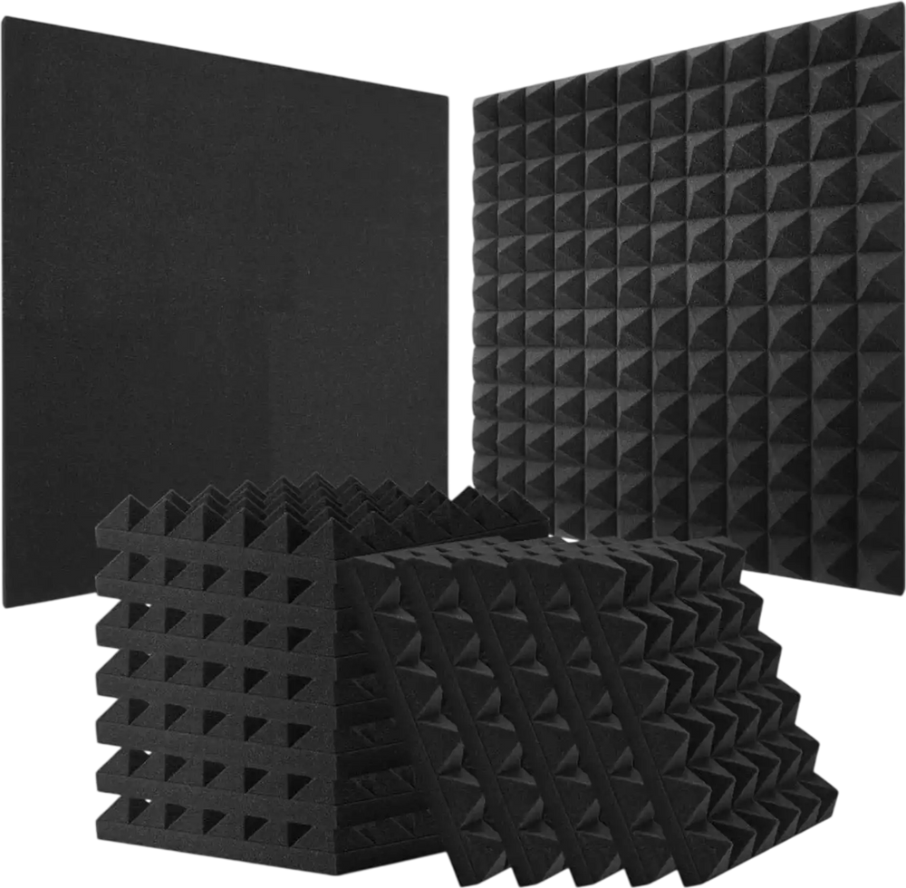 VEVOR Acoustic Foam Panels, 36 Pack 12 x 12 x 2 inches, Pyramid Soundproof Wall Panels,Fire-Resistant Acoustic Panels,Sound Dampening Absorbing Panels for Studio Wall and Ceiling,Black