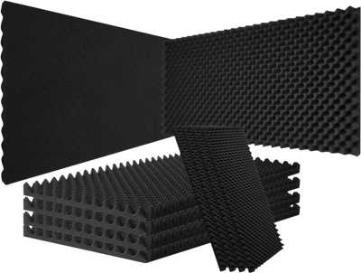 VEVOR Acoustic Foam Panels, 2 Pack 48 x 24 x 2 inches, Egg Designed Soundproof Wall Panels,Fire-Resistant Acoustic Panels,Sound Dampening Absorbing Panels for Studio Wall and Ceiling,Black