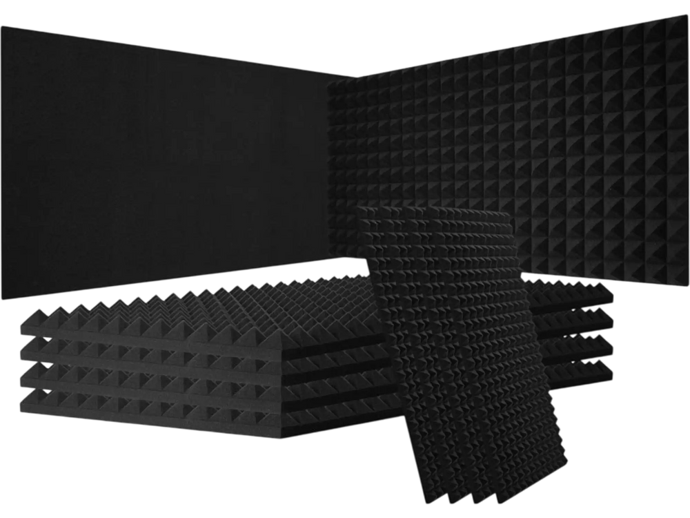 VEVOR Acoustic Foam Panels, 4 Pack 48 x 24 x 2 inches, Pyramid Designed Soundproof Wall Panels,Fire-Resistant Acoustic Panels,Sound Dampening Absorbing Panels for Studio Wall and Ceiling,Black