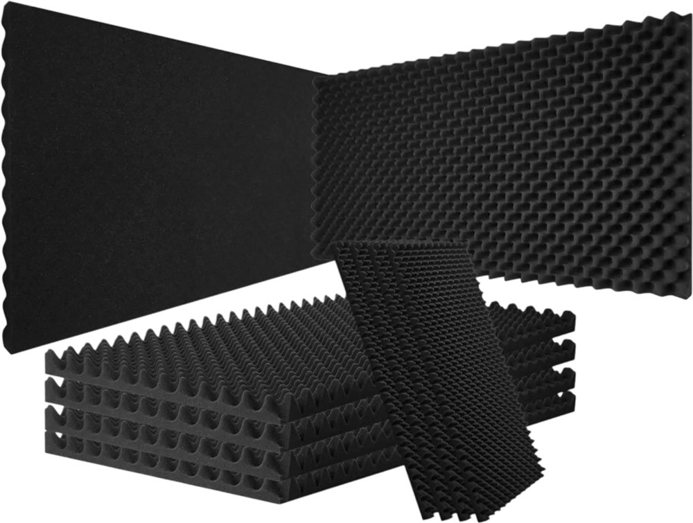 VEVOR Acoustic Foam Panels, 4 Pack 48 x 24 x 2 inches, Egg Designed Soundproof Wall Panels,Fire-Resistant Acoustic Panels,Sound Dampening Absorbing Panels for Studio Wall and Ceiling,Black