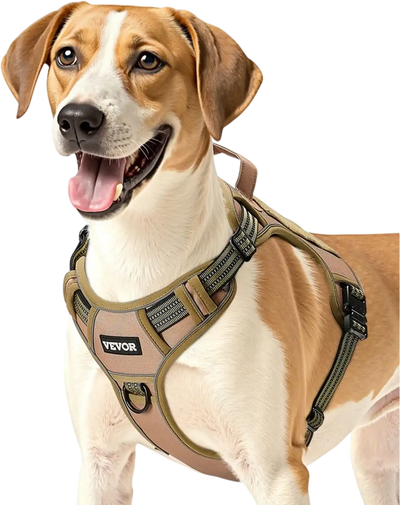 VEVOR Dog Harness for Large Dogs, No Pull Tactical Dog Harness Adjustable Pet Vest, with Handle, Metal Rings, Buckles, Reflective Stitching Nylon Oxford Fabric, for Training, Walking, and Hiking