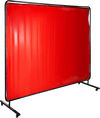 VEVOR Welding Screen with Frame 8\' x 6\', Welding Curtain with 4 Wheels, Welding Protection Screen Red Flame-Resistant Vinyl, Portable Light-Proof Professional