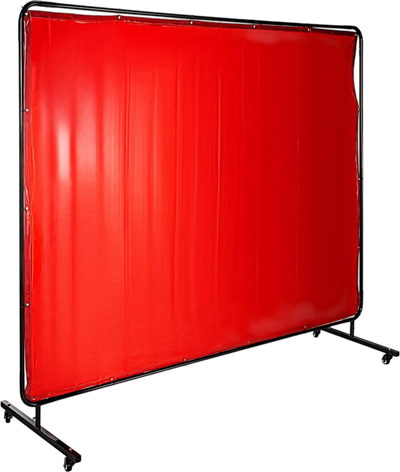 Vevor Welding Screen 8' x 6' Flame-Resistant Vinyl with Frame Red New