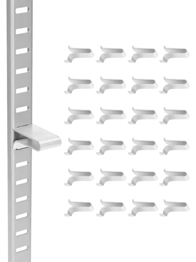 VEVOR Shelf Clips, 40 Pack, Adjustable Steel Pilaster Shelf Clips Support for Metal, Wood, Glass Shelves, Compatible with Wardrobes, Cabinets, Bookcases, Shoe Racks and Display Racks (Silver)