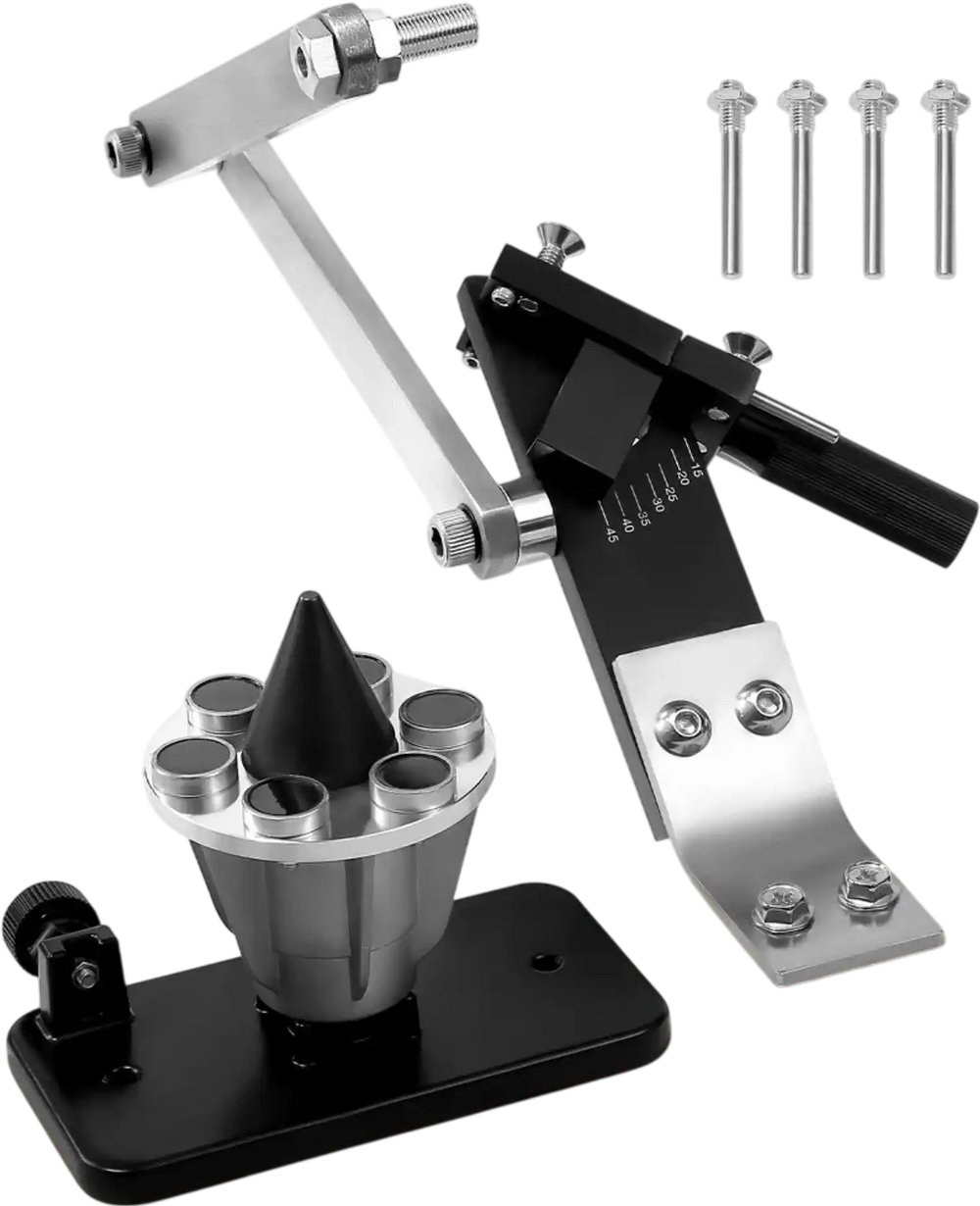 VEVOR Lawn Mower Blade Sharpener and Balancer, 15° - 45° Adjustable Lawnmower Blade Sharpening Tool with 4 Adapter Pins, Ball Bearings & 25mm Enlarged Handle, Compatible with Most Angle Grinders
