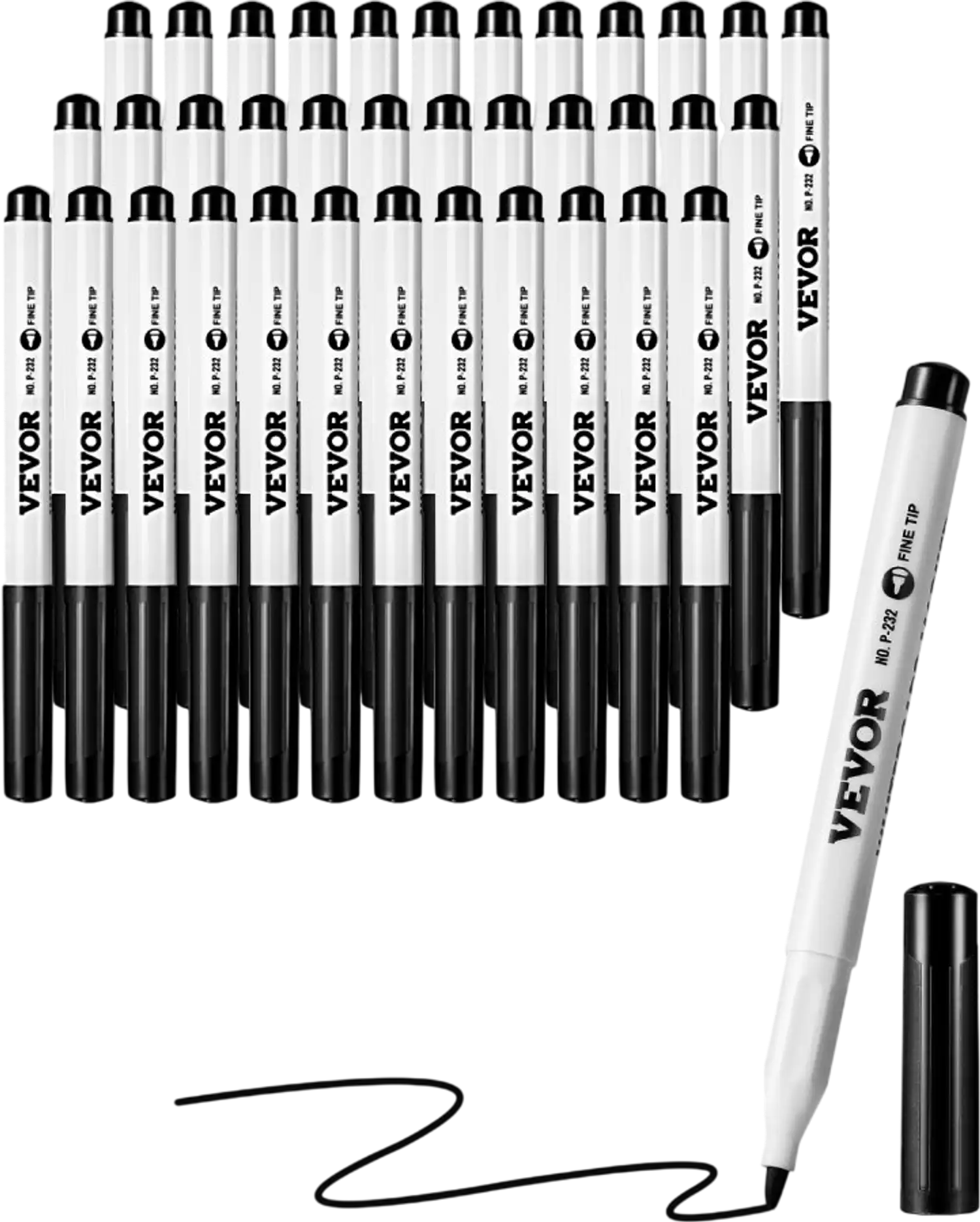 Vevor Dry Erase Markers Fine Tip Low Odor 36 Count Black Whiteboard Markers New