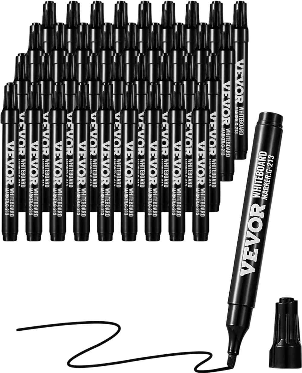 VEVOR Black Dry Erase Markers, 36 Pack Low-Odor Whiteboard Markers with Chisel Tip, Easily Clean Dry Erase Markers Bulk for School Office Home