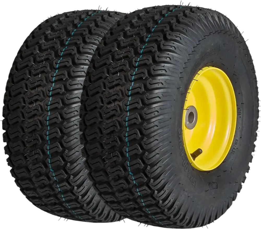 VEVOR Lawn Mower Tires with Rim, 15x6-6" Tubeless Tractor Tires, 2-Pack Tire and Wheel Assembly, S-Turf Pneumatic Tires, 3" Offset Hub, 3/4" Bushing Size, 16 PCS Adapters for Riding Mower Lawn Tractor