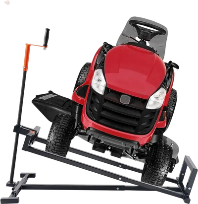 VEVOR Ride on Lawn Mower Lift Jack, 880 Lbs Weight Capacity, Telescopic Maintenance Jack with Crank Handle & Power Tool Handle, Foldable Lawn Tractor Lifter for Lawn Mowers and Garden Tractors, Black