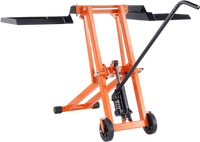 VEVOR Lawn Mower Lift with Hydraulic Jack, 500 Lbs Weight Capacity, Solid Carbon Steel Lawn Mower Lift, Adjustable Movable Lawn Lifter for Riding Tractors and Zero Turn Lawn Mowers, Orange