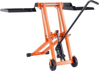 VEVOR Lawn Mower Lift with Hydraulic Jack, 500 Lbs Weight Capacity, Solid Carbon Steel Lawn Mower Lift, Adjustable Movable Lawn Lifter for Riding Tractors and Zero Turn Lawn Mowers, Orange