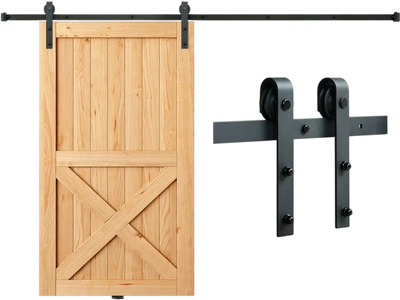 VEVOR 8FT Sliding Barn Door Hardware Kit, 330LBS Loading Heavy Duty Barn Door Track Kit for Single Door, Fit 3.7-4.3FT Wide and 1.3