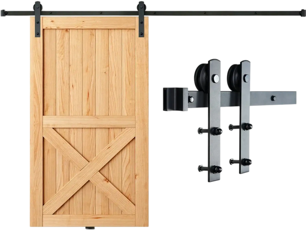 VEVOR 8FT Sliding Barn Door Hardware Kit, 330LBS Loading Heavy Duty Barn Door Track Kit for Single Door, Fit 3.7-4.3FT Wide and 1.3"-1.8" Thick Door Panel, with Smooth & Silent Pulley (I Shape)